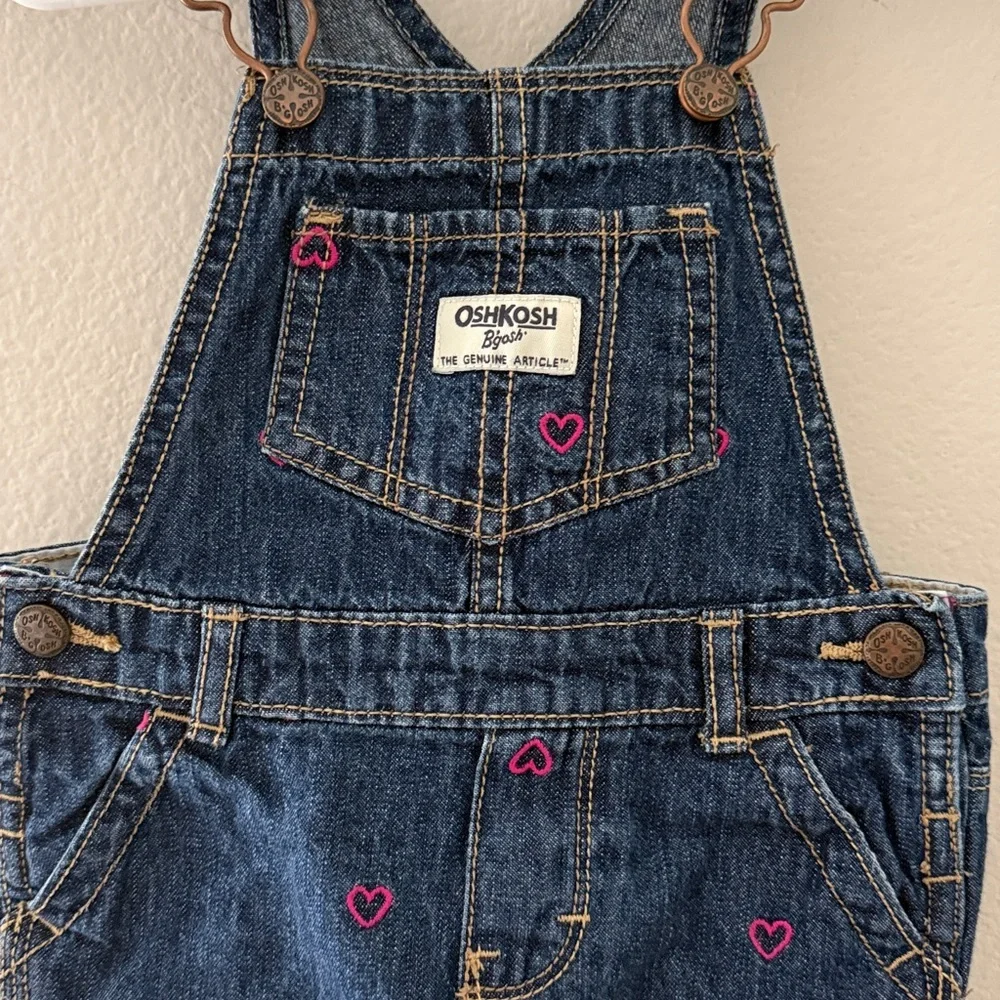 OshKosh B'gosh Kids Heart Denim Overalls -‎ Dark Blue 18 Months